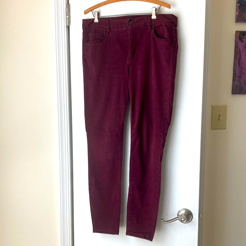 Ann Taylor Deep Red Skinny Jeans
